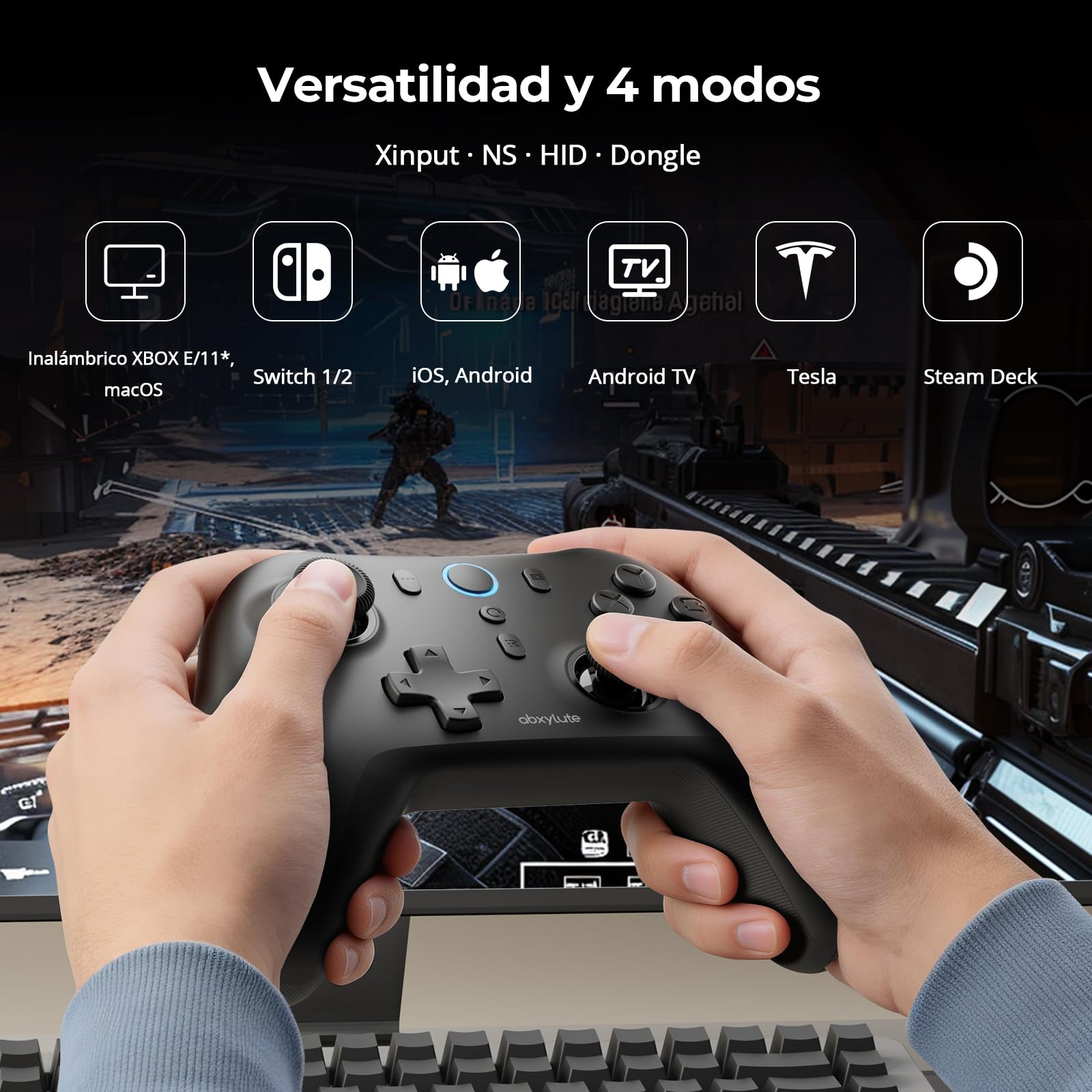 Controlador inalámbrico C6 para PC, controlador de juego Bluetooth, 1000 Hz Hall Triggers y Joysticks para Windows PC, Nintendo Switch Pro/OLED/Lite, Steam Deck, Android TV/Mobile, iPhone MAC y Tesla