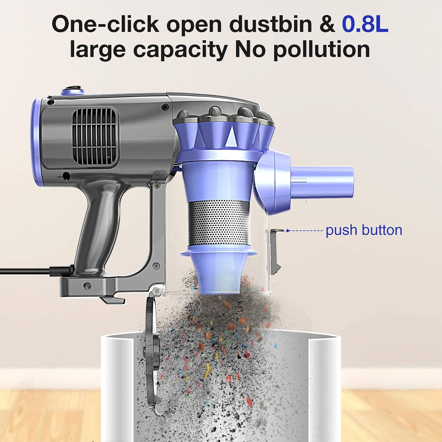 Handheld Vacuum Cleaner, 17KPA Powerful Corded Hand Held Vacuum with Pet Grooming Brush, 500W High Power, with 16.5ft Cord, for Pet Hair, Home and Car Cleaning -