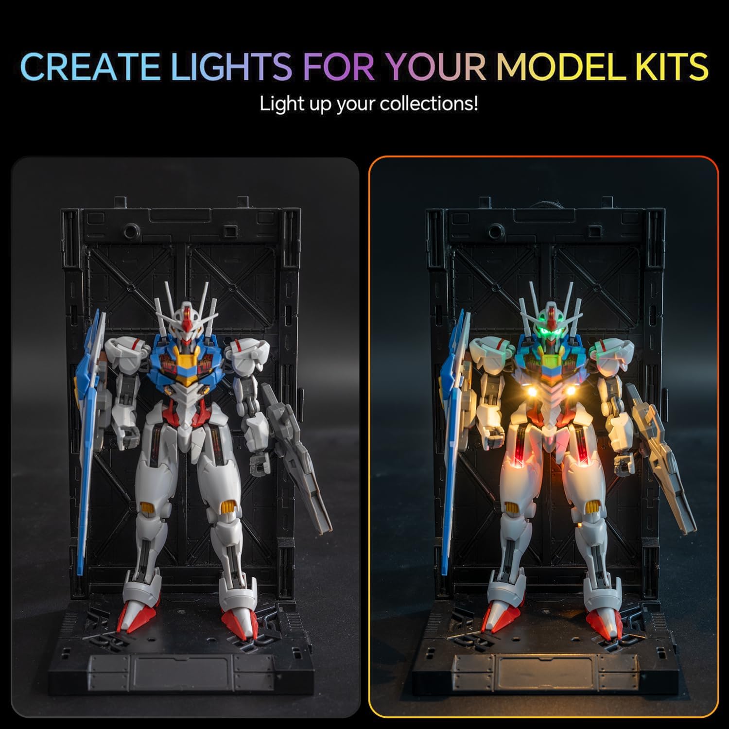 LBASE GEN 5th Wireless Led Light Set Compatible for Gundam Aerial HG 1/144 Model Kit, Wireless Induction LED Lamp Beads, Model Add Lights