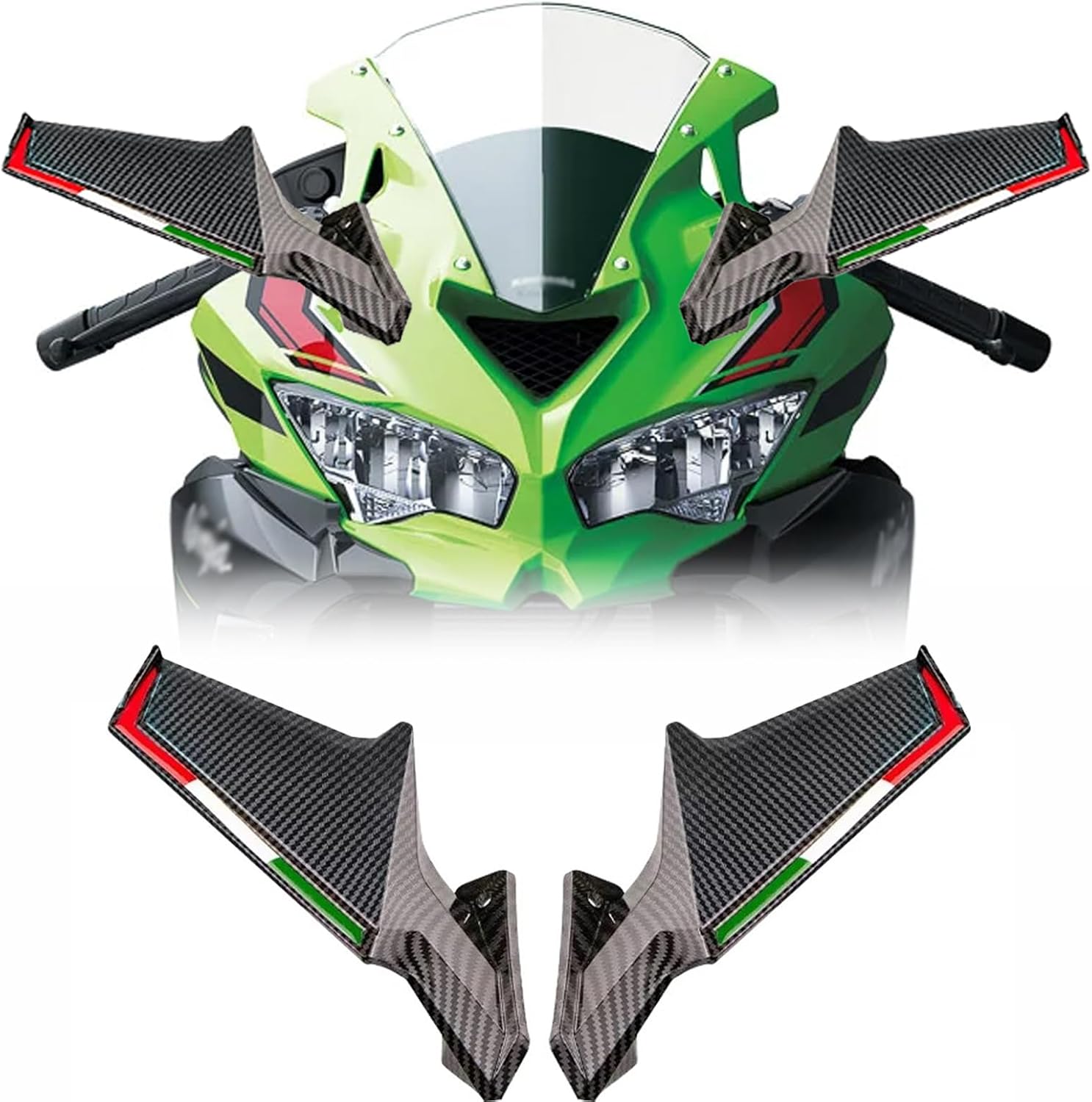 for ZX-4R ZX-4RR ZX-25R ZX-25RR ZX4R ZX4RR ZX25R ZX25RR Wind Wing Rearview Mirror Motorcycle Mirror Motorcycle Wing Mirror Wind Wing Reflector Hidden Mirror (Carbon Fiber Texture)