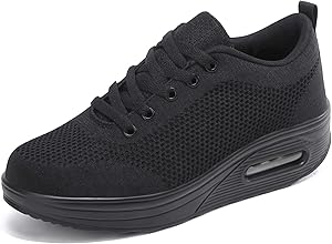 Zapatillas cuña Mujer Deportivas cuña Mujer Zapatos Deporte Gimnasio Zapatillas de Running Ligero Sneakers Cómodos Fitness Zapatos de Trabajo0