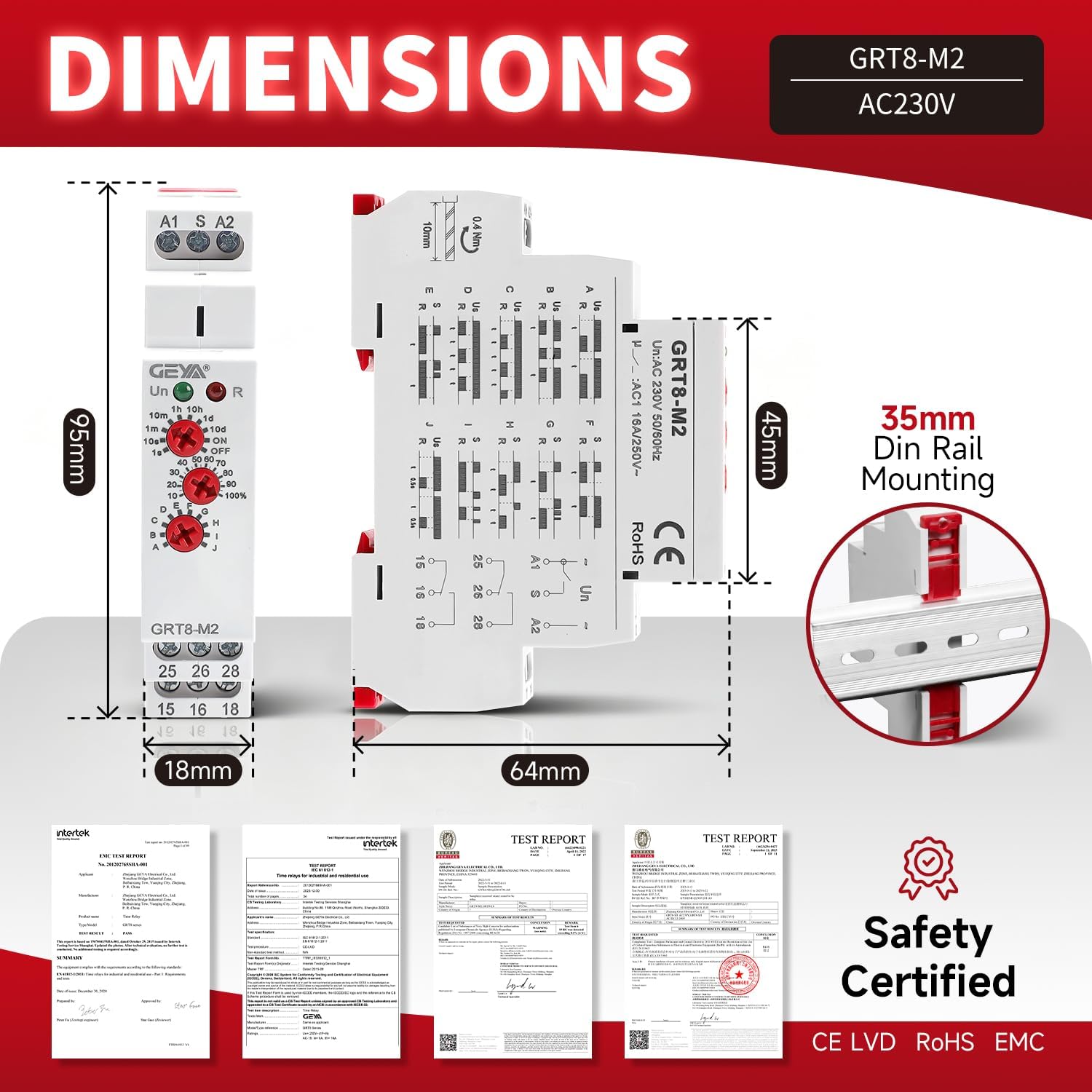 16A Multifunction Time Relay with 10 Function Choices AC230V Relay(GRT8-M2,AC230V)