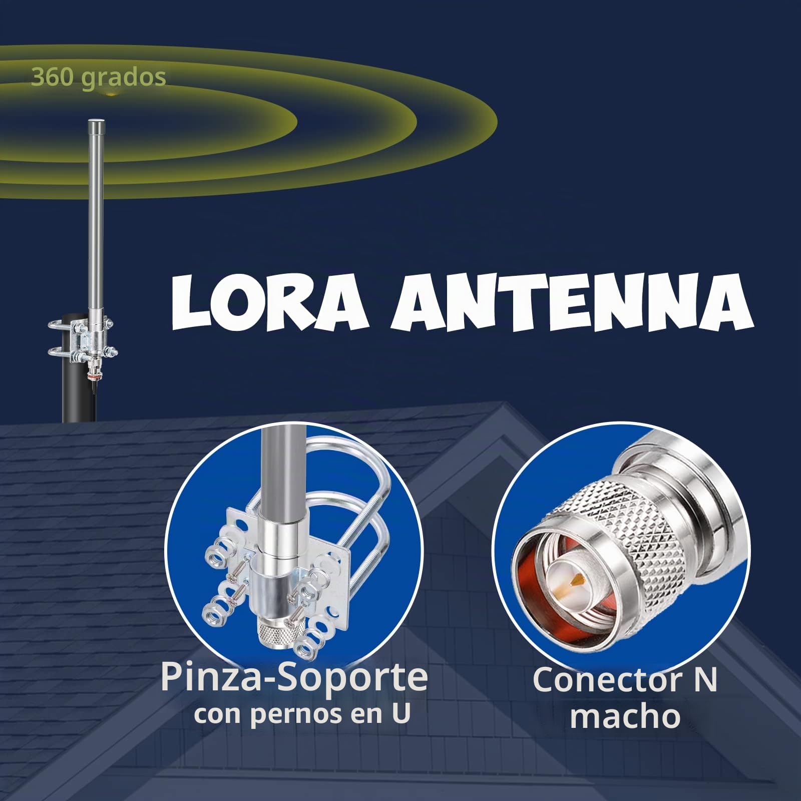 Bingfu 868 MHz Antena Lora Antena LoRaWAN Fibra Vidrio de 3dBi para Exteriores N-Macho para RAK HNT Bobcat Helium Hotspot Miner + 1m N-Hembra a RPSMA Macho Cable de Extensión