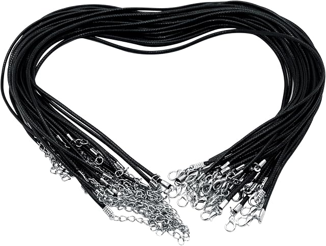 Necklace Cord, Leather Black Necklace Waxed Cord With Lobster Clasp For Jewellery Making Rope Necklace String For String Pendant Necklaces Bracelets Anklets 30PCS 2mm