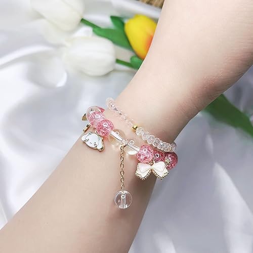 Miniatura 3 de Kawaii Beaded Bracelet, Cinnamoroll Crystal Bead Bracelet, Kuromi and My Melody Sanrio Bracelets, Cartoon Kawaii Elastic Beaded Bracelets, Elastic