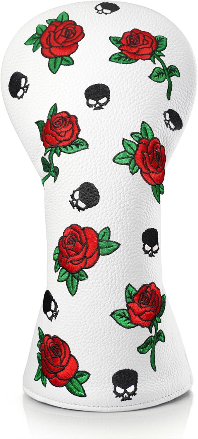 Golf Club Head Covers Headcovers for Driver Fairway Wood Hybrid with Embroidery & Printed Designs, Synthetic Leather Head Covers for Golf Clubs, Golf Accessories, Available in 3 Sizes