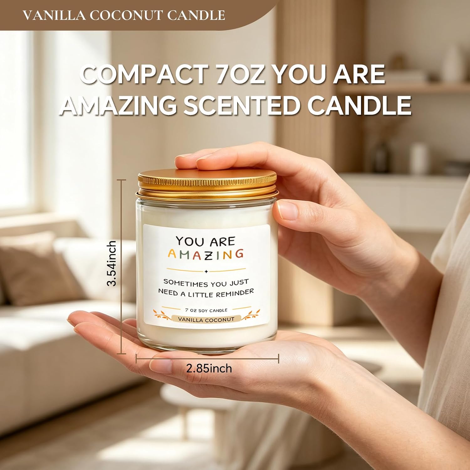 Encouragement Gifts for Women, 7 OZ Soy Candle with Positive Message, Inspirational Gift for Women, Motivational Present Ideas, Self Care Gifts, Thoughtful Gift for Her.