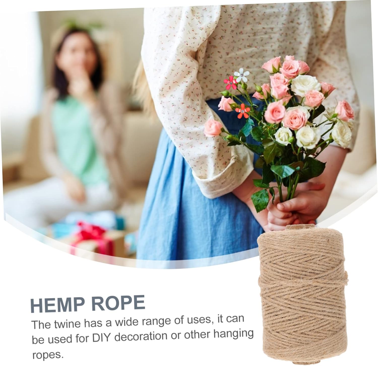 DOITOOL 6rolls Khaki Jute Rope for Crafts and Home Decor Thick Versatile Twine for Wrapping Bow Making and Vintage Decorations