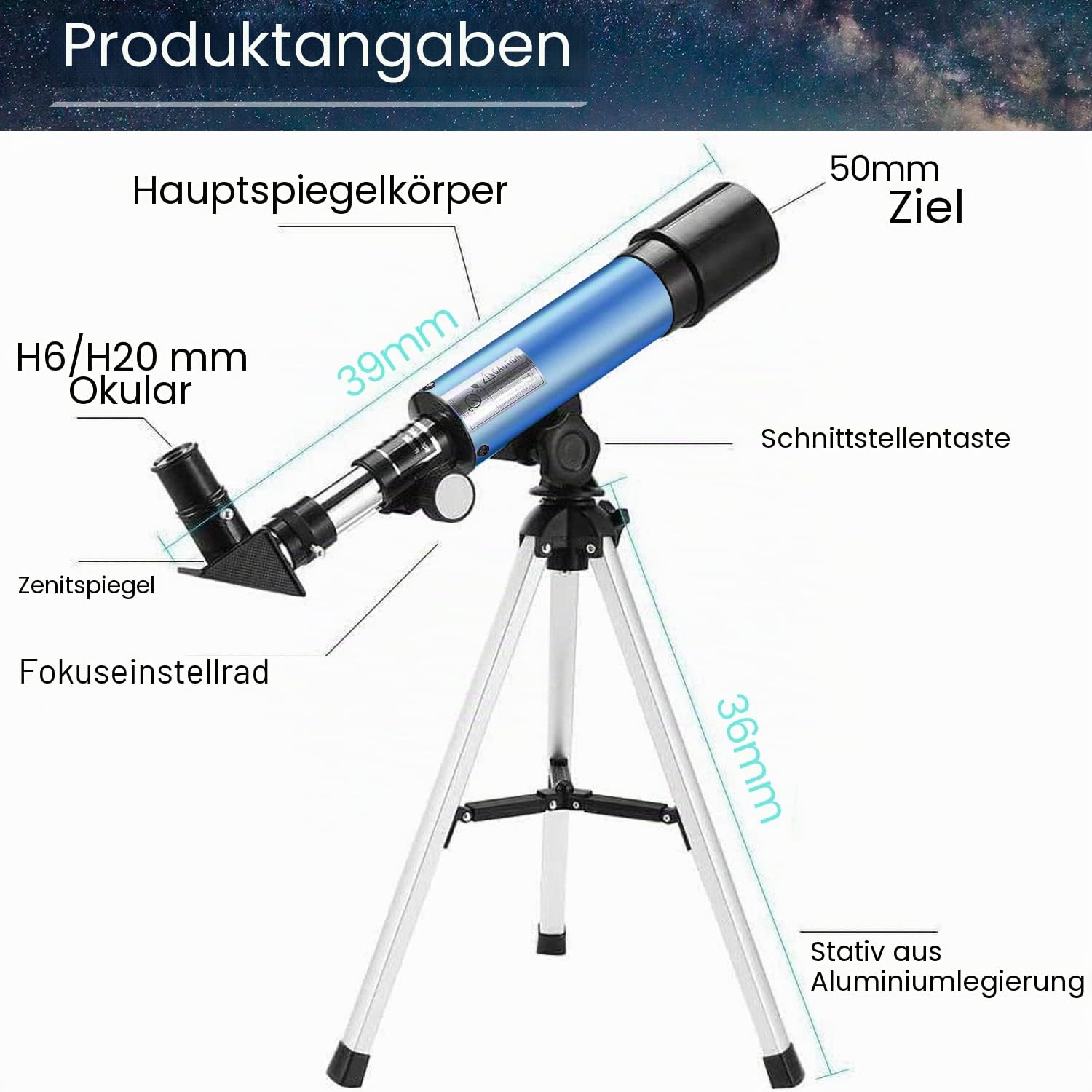 Astronomisches Teleskop für Kinder, Uverbon Teleskop für Astronomie, Teleskop, Zoom, 90 x HD, räumlich, Monokular, für den Außenbereich, mit verstellbarem Stativ für Kinder, Erwachsene, Anfänger