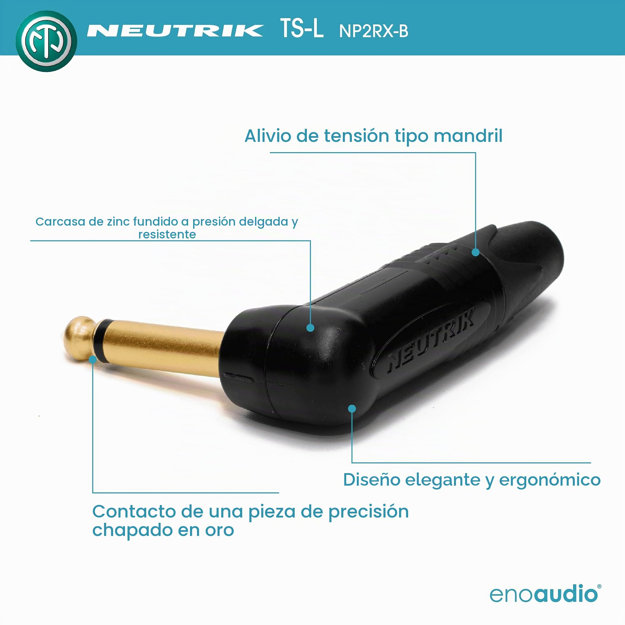 enoaudio Mogami 2524 Instrumento Cable | Neutrik 6,3mm TS – TS-L | HiFi - 2,0 m