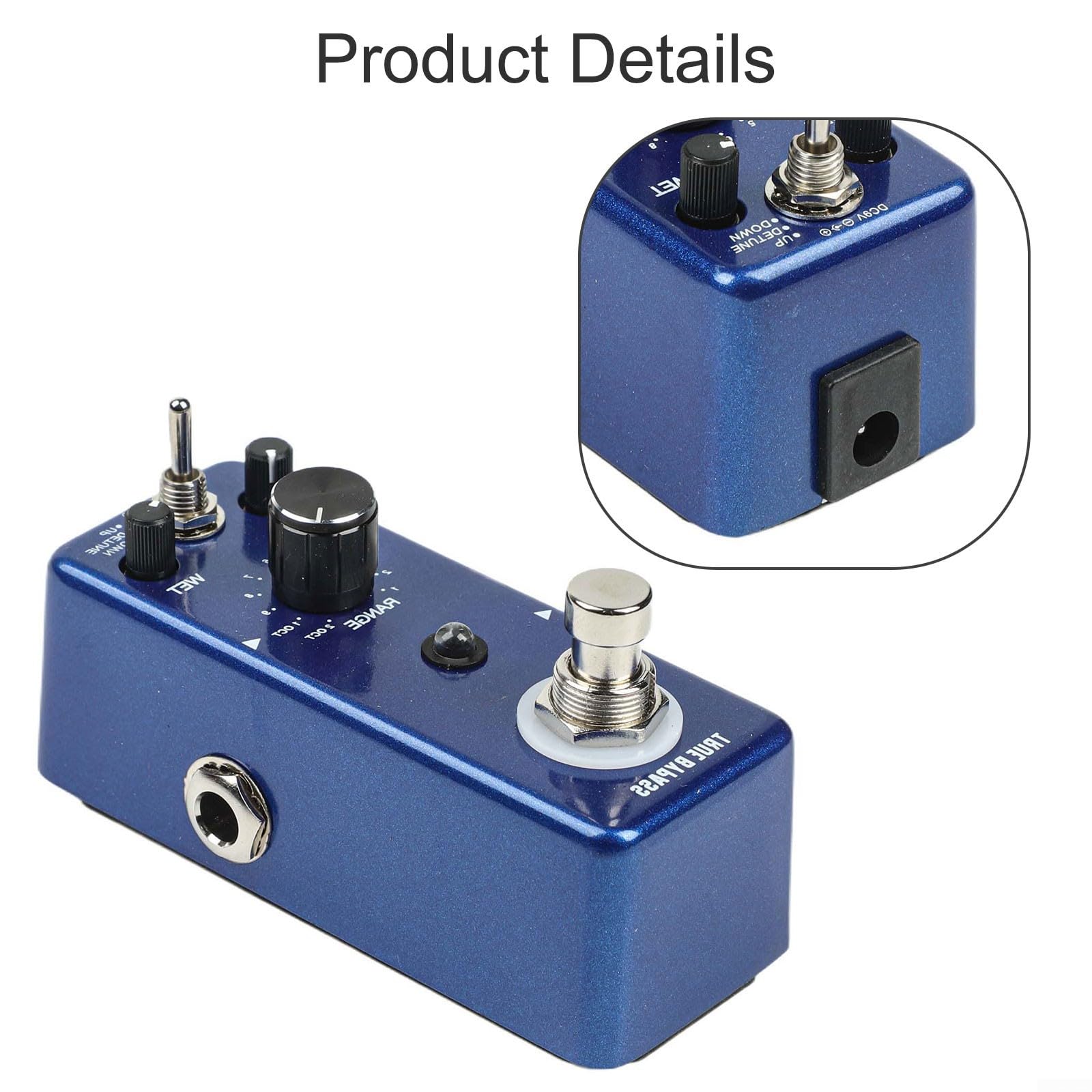 Rowin LEF-3807 - Pedale armonizzatore per chitarra digitale True Bypass True Bypass Polifonico Detune Chorus Mode Guscio in lega di zinco Blu Compatto