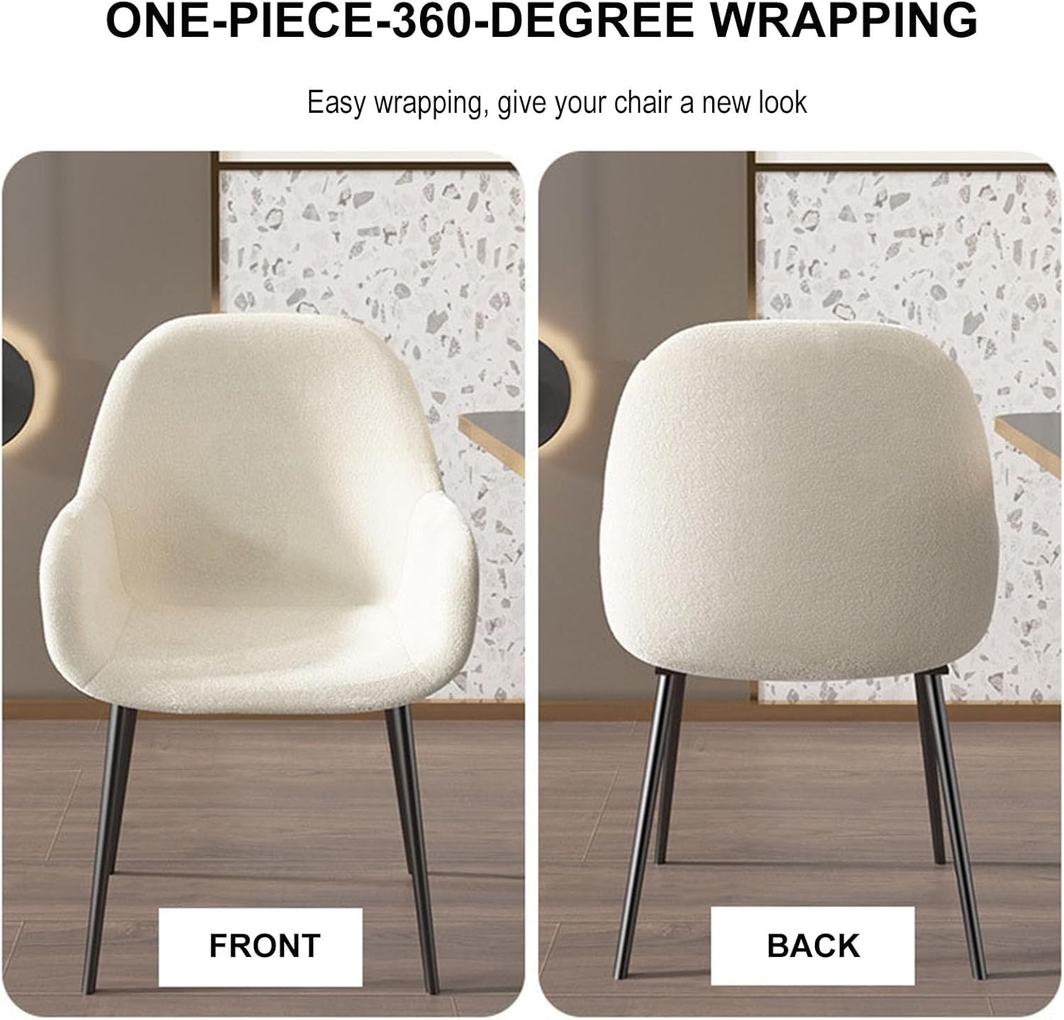 Kitchen Chair Covers Curved Back Chair Cover Stretch Dining Chair Covers Armrest Accent Chair Covers Wingback Chair Slipcovers for Home Decor,Light Gray,4pcs