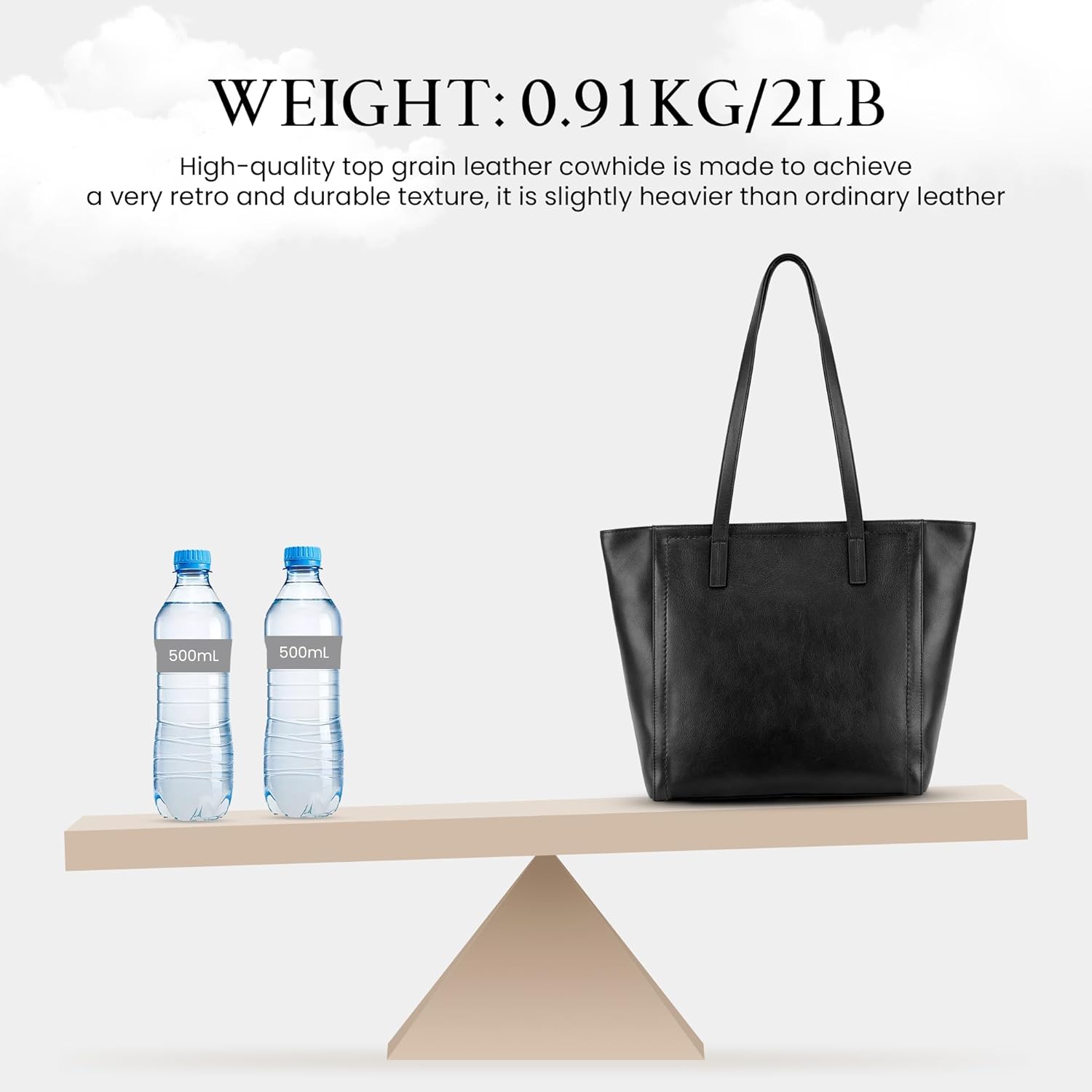 befen Vintage Genuine Leather Work Tote Bag for Women Large Tote Bag with Zipper Leather Purse and Handbags with Compartment - Image 9