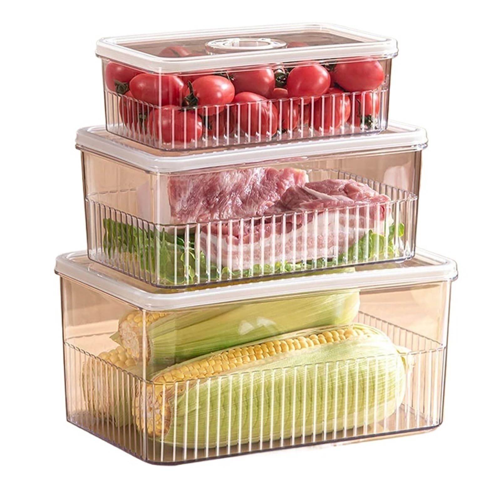2 transparente Kühlschrank-Organizer, Aufbewahrungsbehälter, Gemüse, Obstkörbe, Kühlschrankbox, Küche