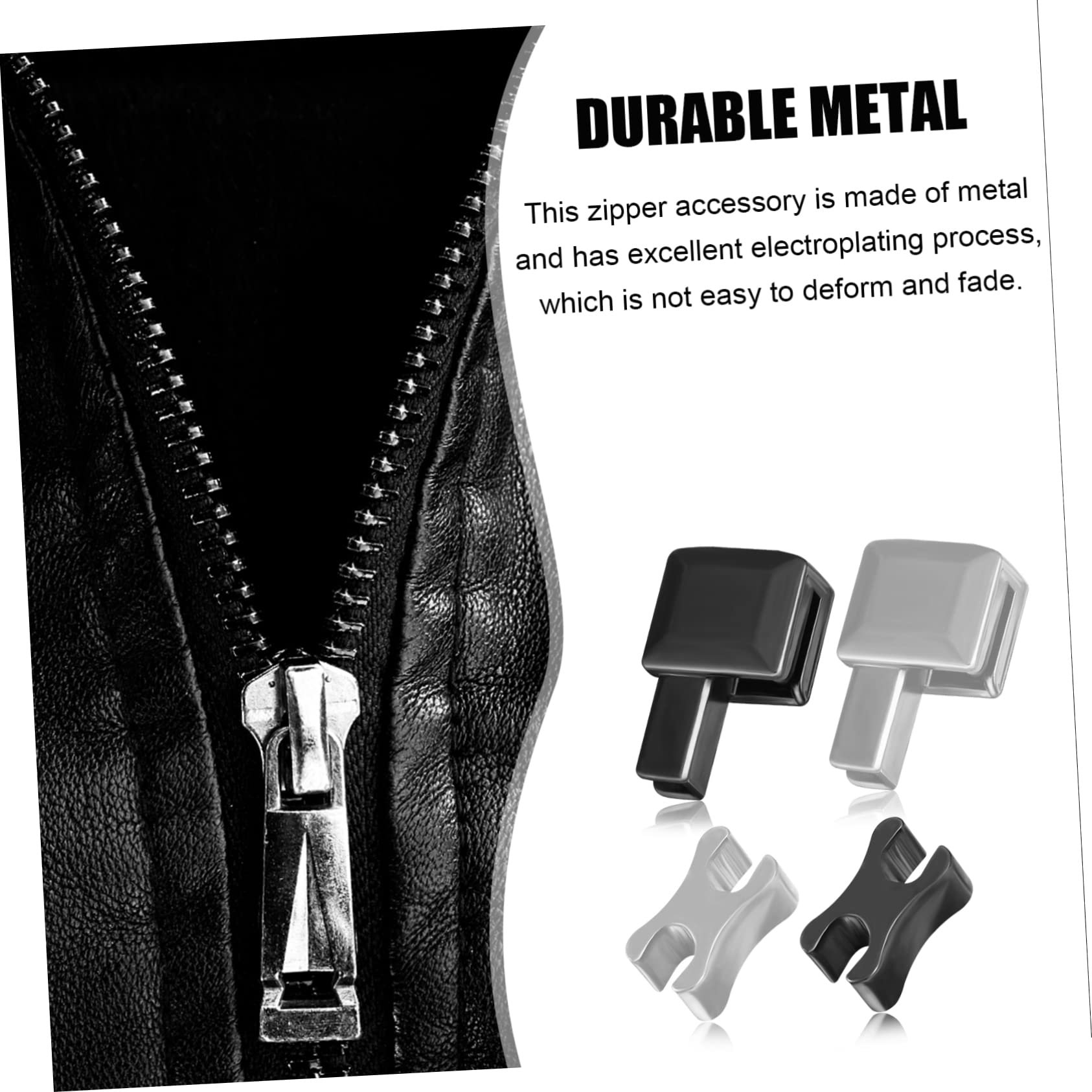 HOODANCOS 4piezas Kit De Reparación De Cremalleras De Accesorios Para Arreglar Ropa Chaquetas Jeans Maletas y Mochilas Deslizadores Cierres y Paradas De Metal