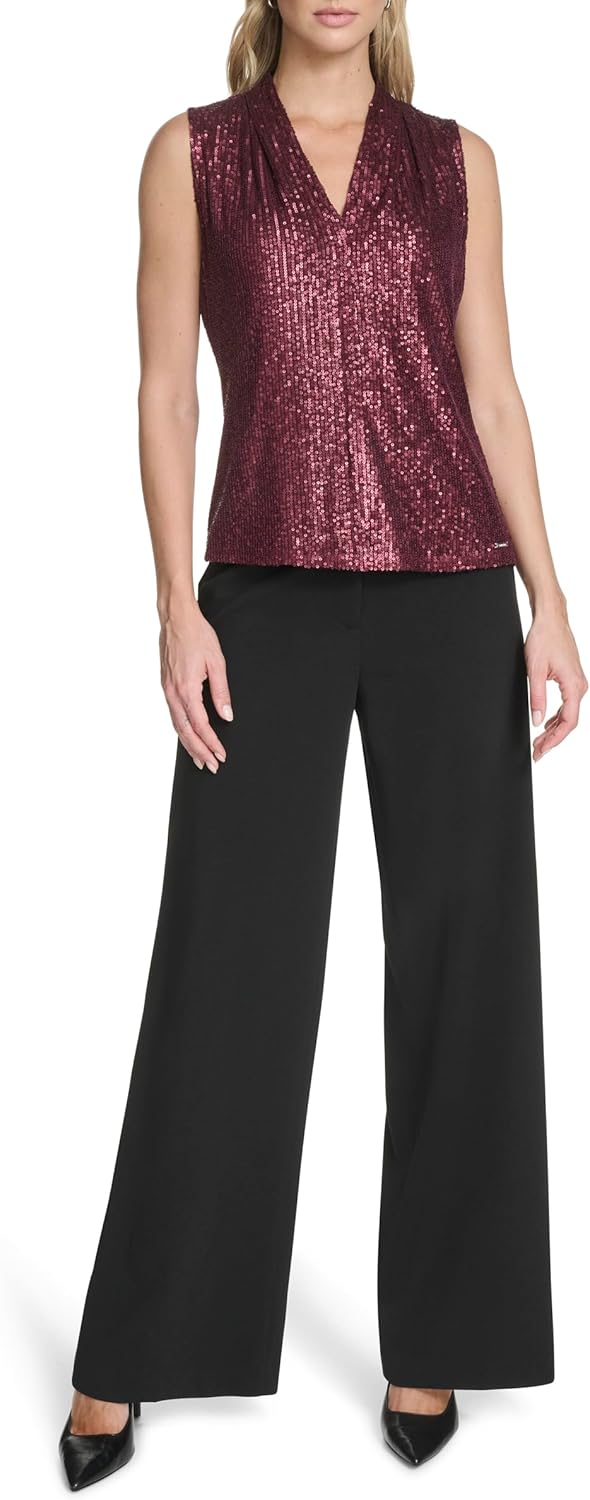 Calvin Klein Womens Soft Everyday V Neck Basic Blouse - Image 2