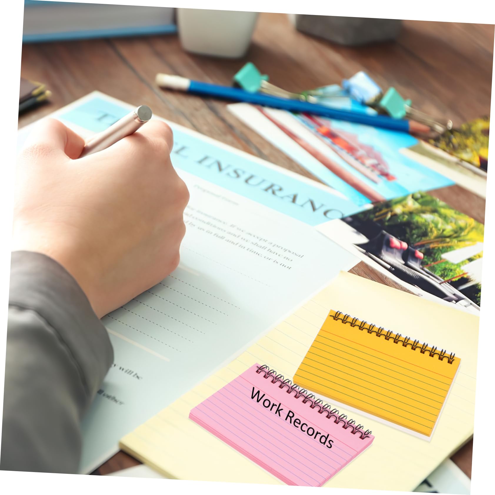 Angoily 10 Quaderni Spiralati Colorati, Carta a Righe, Pagine Facili da Strappare, Formato Compatto per Appunti in Ufficio e Studio