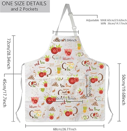 Miniatura 2 de MBMSO Delantal de té para la hora del té, regalo para los amantes del té, delantal de fiesta de té para bebedor de té, cocina, hogar, delantal con