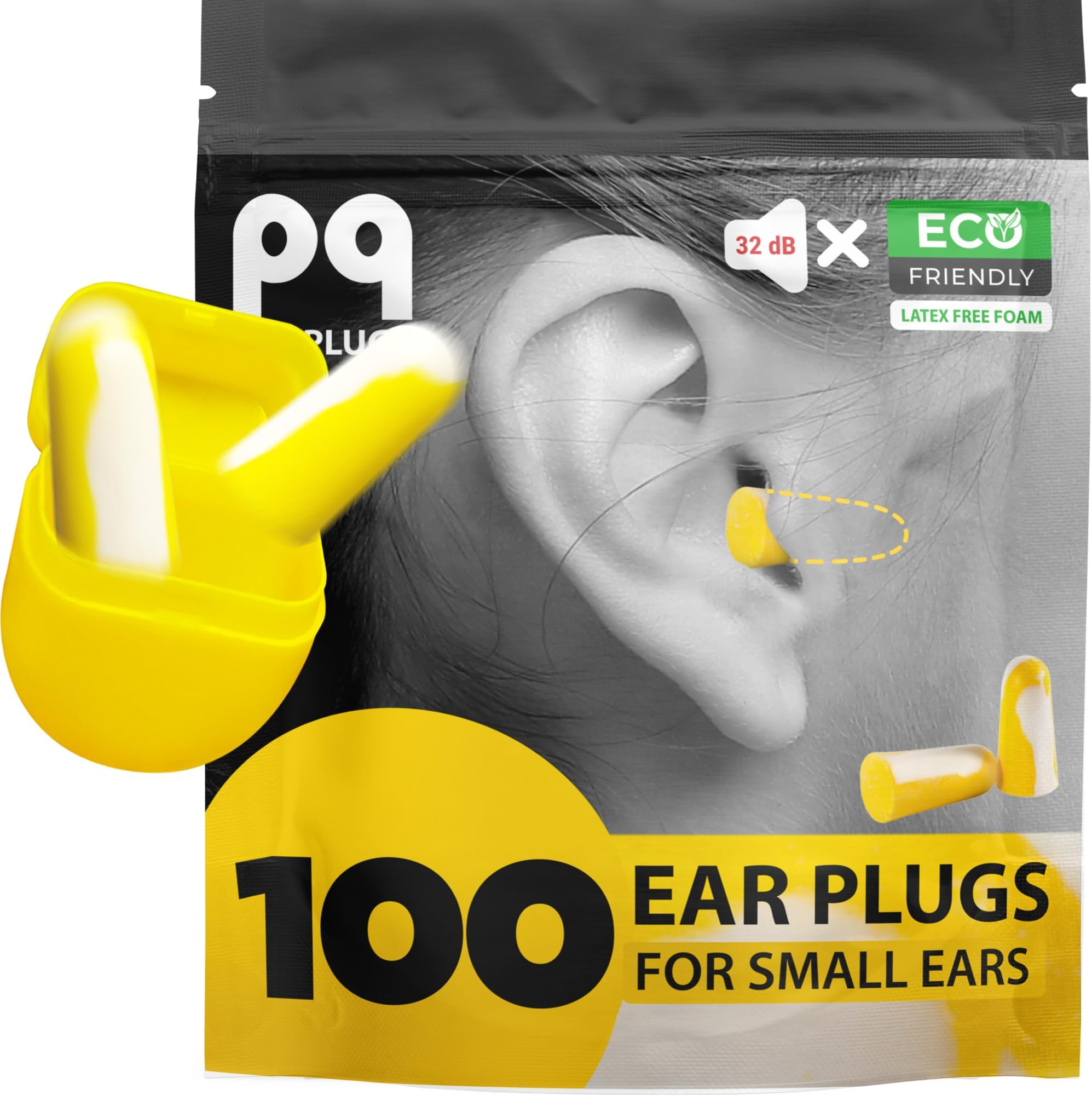 PQ Ear Plugs for Sleep 100 Small Foam Earplugs for Sleeping for Small Ear Canals