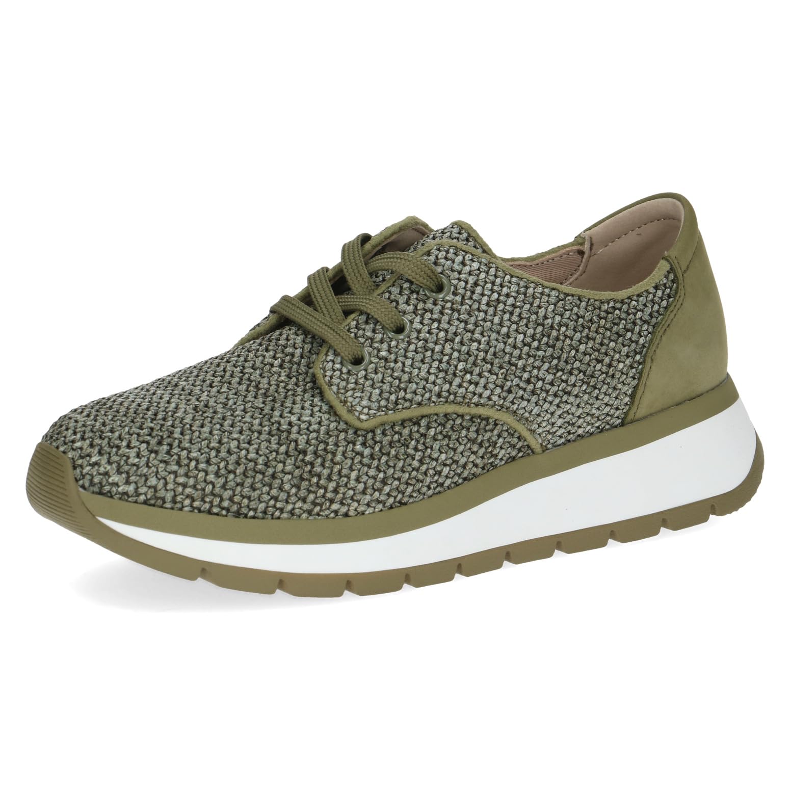 CAPRICE Women's Flat Breathable Sporty Sneakers, Green (Khaki Comb), 5 UK