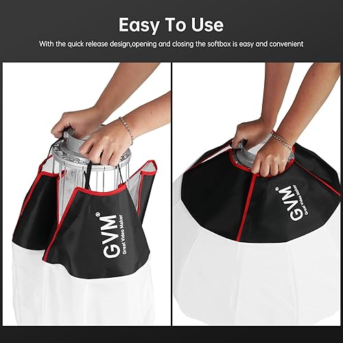 Miniatura 7 de GVM - Modificador de luz suave para farol, 33 pulgadas, ajuste rápido, plegable, luz GVM mejorada para GVM SD200B SD300B SD400B SD500B SD650B y