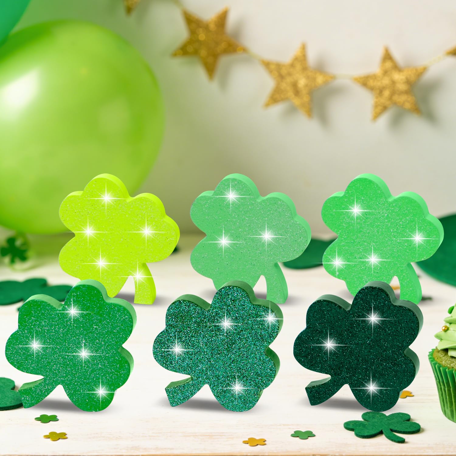 Photo 1 of **missing part **Quimoy St. Patrick's Day Shamrock Decorations, Glitter Green