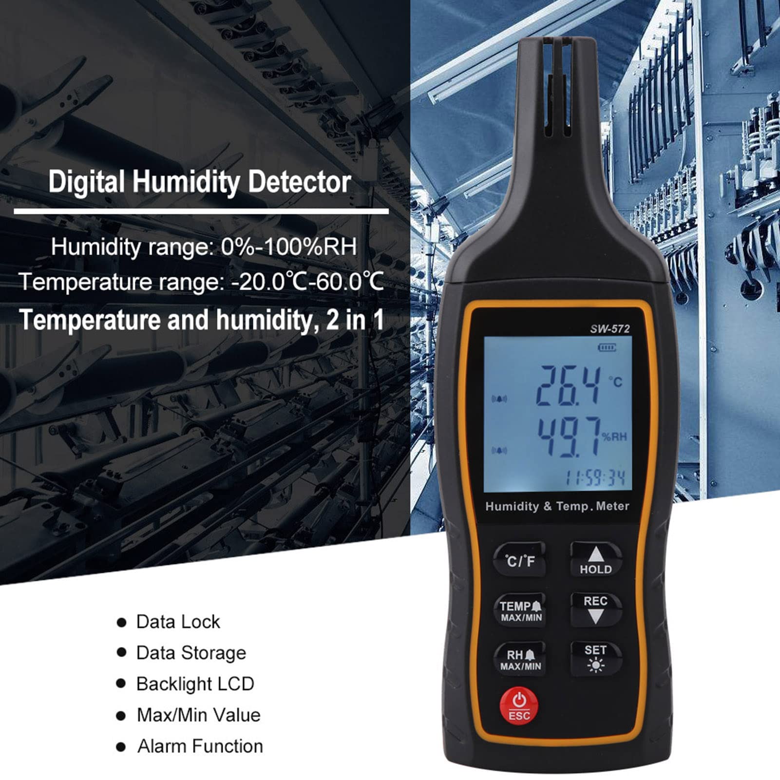Jeffergarden Misuratore di Temperatura Digitale, Sensore Ad Alta sensibilità, Ampio Schermo LCD Retroilluminato -20,0°C~60,0°C Igrometro Termico con Tempo di Risposta di 0,5 S per Uso Domestico e in