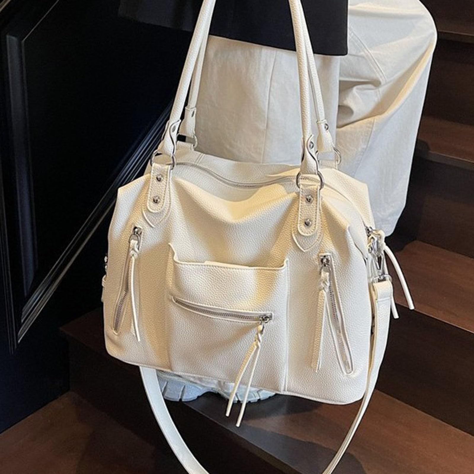 Elegante bolso de mano de piel sintética para mujer, con correa ajustable, bolso cruzado casual para axilas
