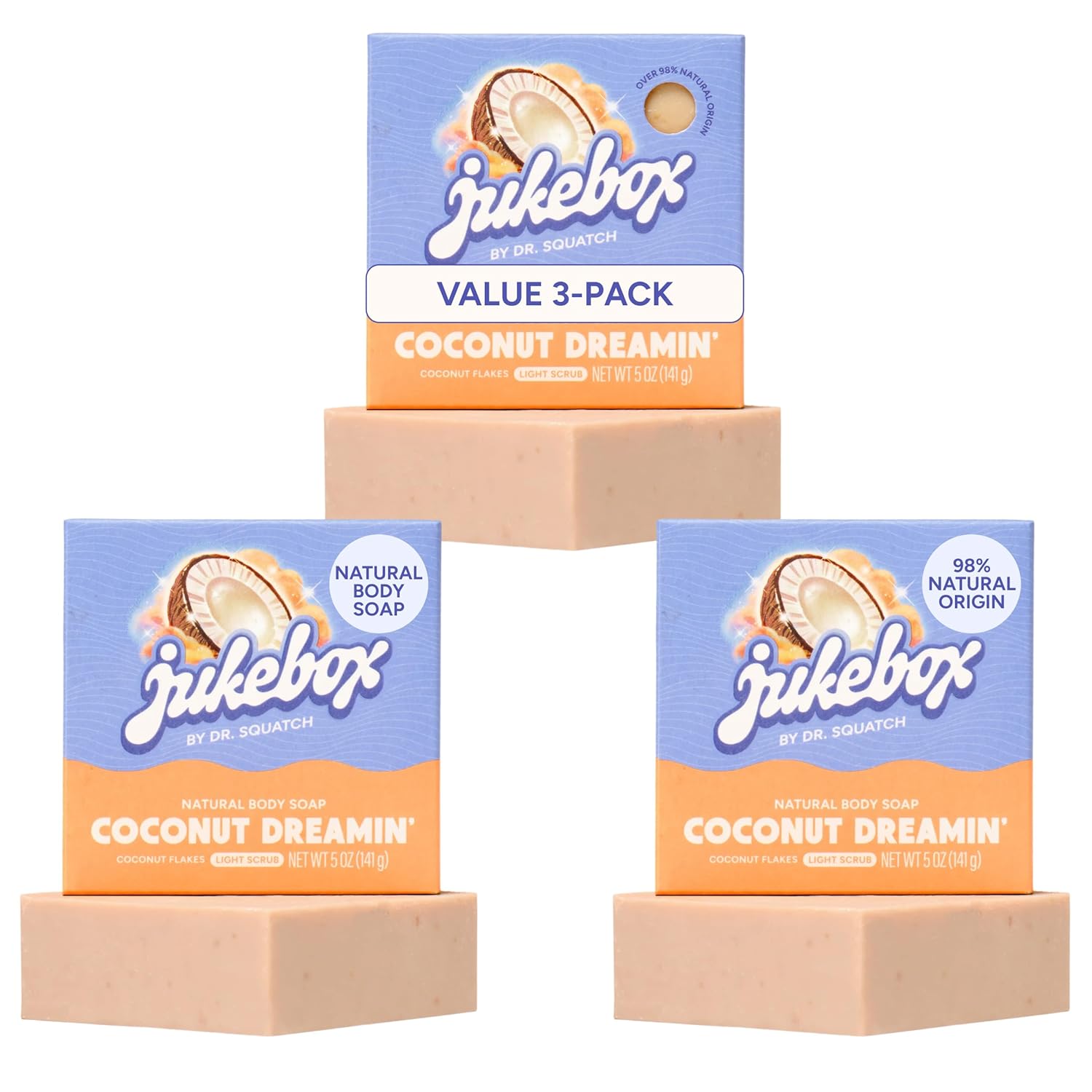 JUKEBOX Natural Women’s Bar Soap – Creamy Lather – Shower & Bath Soap, Crafted Using Cold Process With Natural Oils – No Harsh Ingredients – Coconut Dreamin', 5oz (3-Pack)