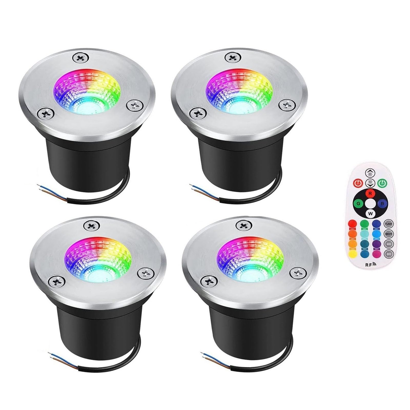 4PCS Empotrable Al Aire Libre Focos - Focos Suelo Led Exterior, 3W RGB LED Foco Empotrable En El Suelo, 12V-24V Luces De Tierra Spot, IP65 Jardín Lámpara De Pie Empotrada(3W(220V))
