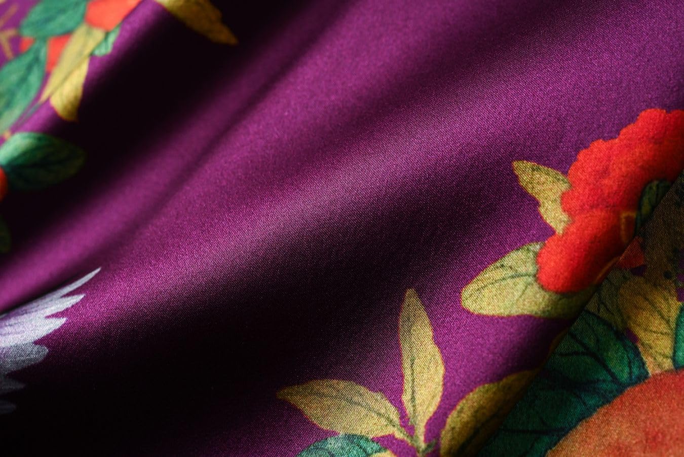 Women's Silk Kimono Robe Short Bathrobe Nightgown 100% Mulberry Silk for Women - Classic Floral Pattern