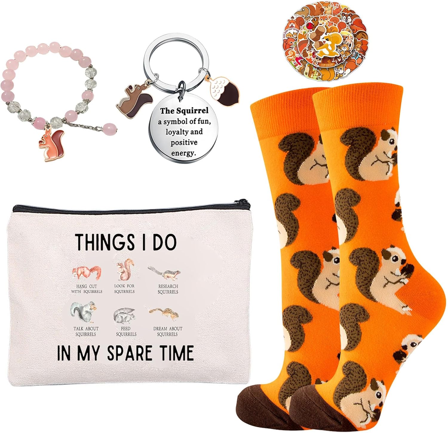 Squirrel Gifts for Women – 5pcs Birthday Present Set With Novelty Socks Gift for Squirrel Animal Lover