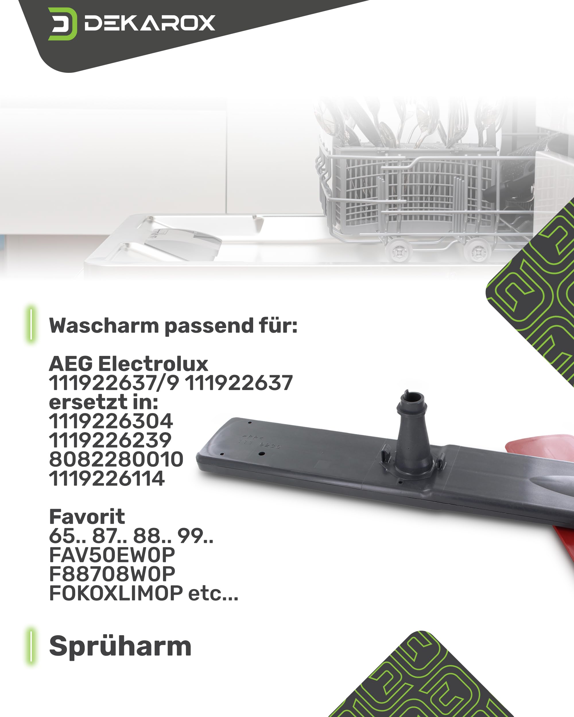 Sprüharm Wascharm unten für AEG Electrolux 111922637/9 1119226379 für Geschirrspüler Spülmaschine wie Favorit 99 88 87