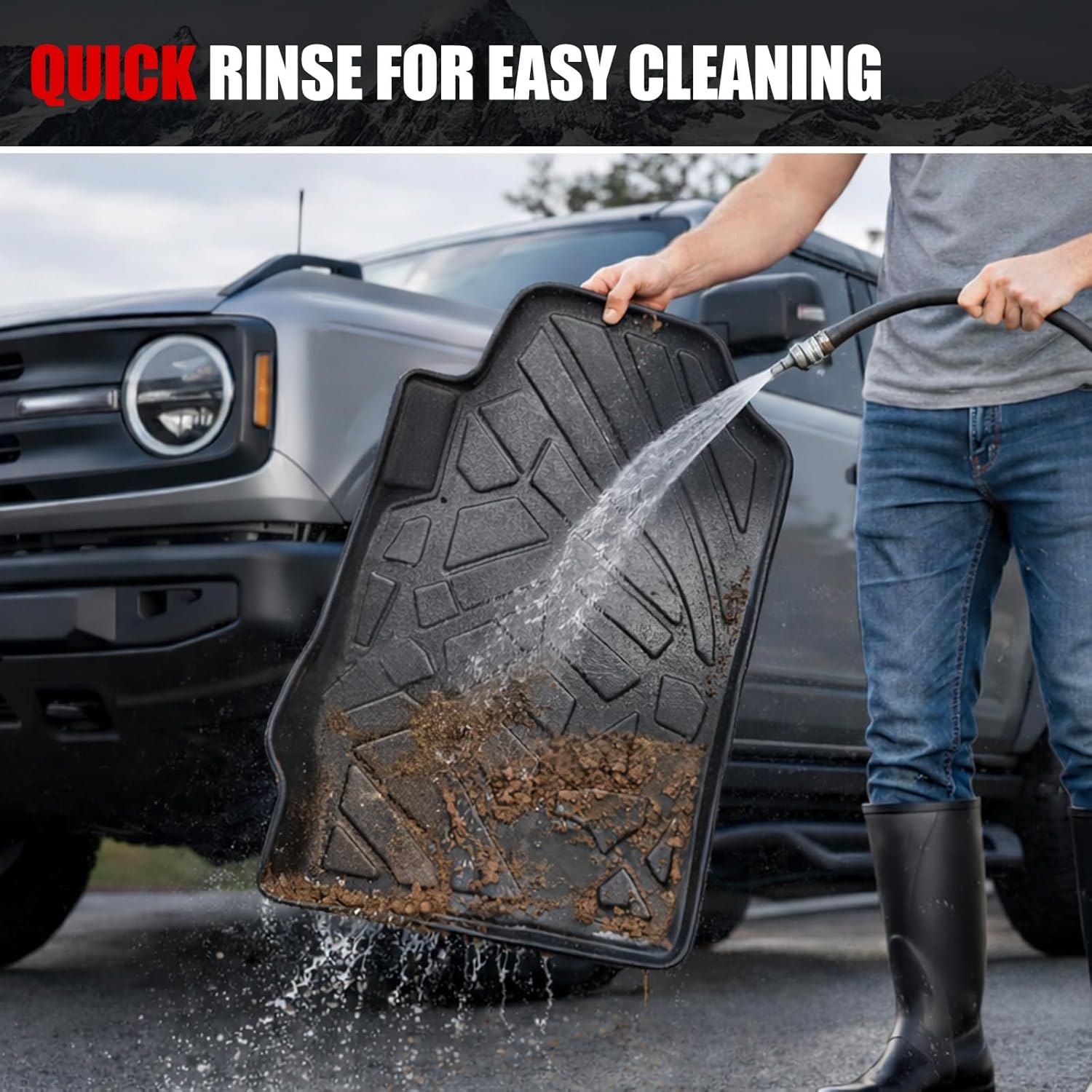 Mabett V2 Full Floor Mat Set for Ford Bronco 2021-2026 4-Door, All-Weather TPE Mat Kit with Door Sill, Seat Back & Trunk Protection, Non-Slip - Image 7