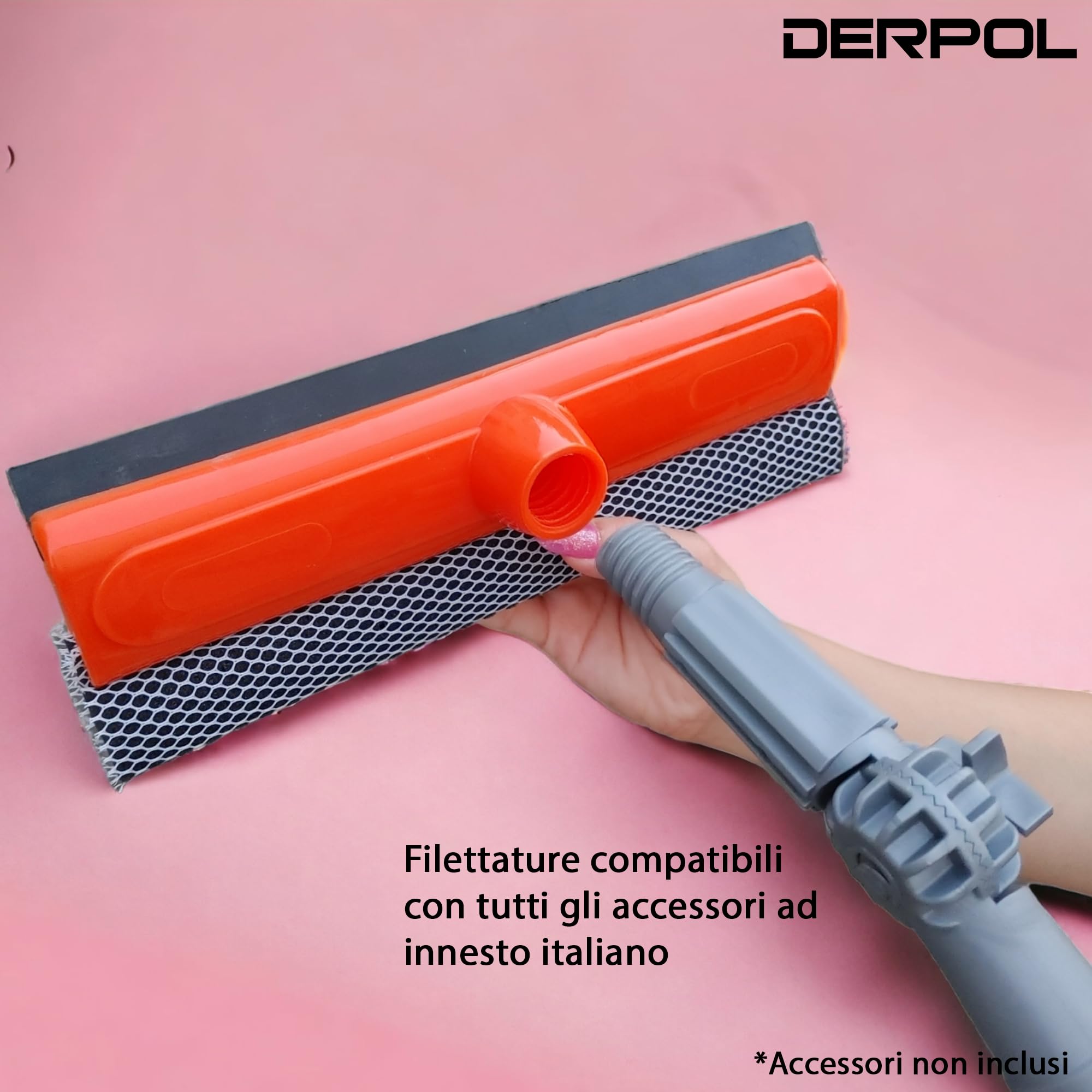 Kibros Scopa Telescopica Testa Di Lupo 5,50m Con 2 Spazzole Ø180mm – Setole Morbide E Dure