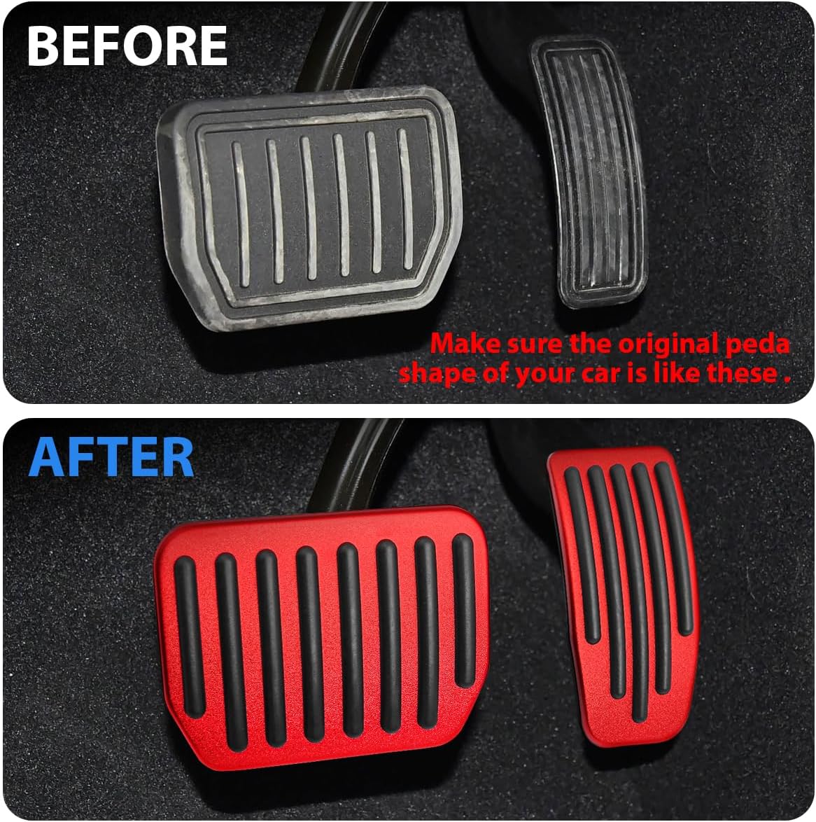 Red Aluminum Gas Brake Pedal Cover Compatible for 2022-2026 Tesla Model Y(Juniper), Compatible for 2018-2026 Model 3 (Highland) Accessories Anti Skip Foot Pedal Cap