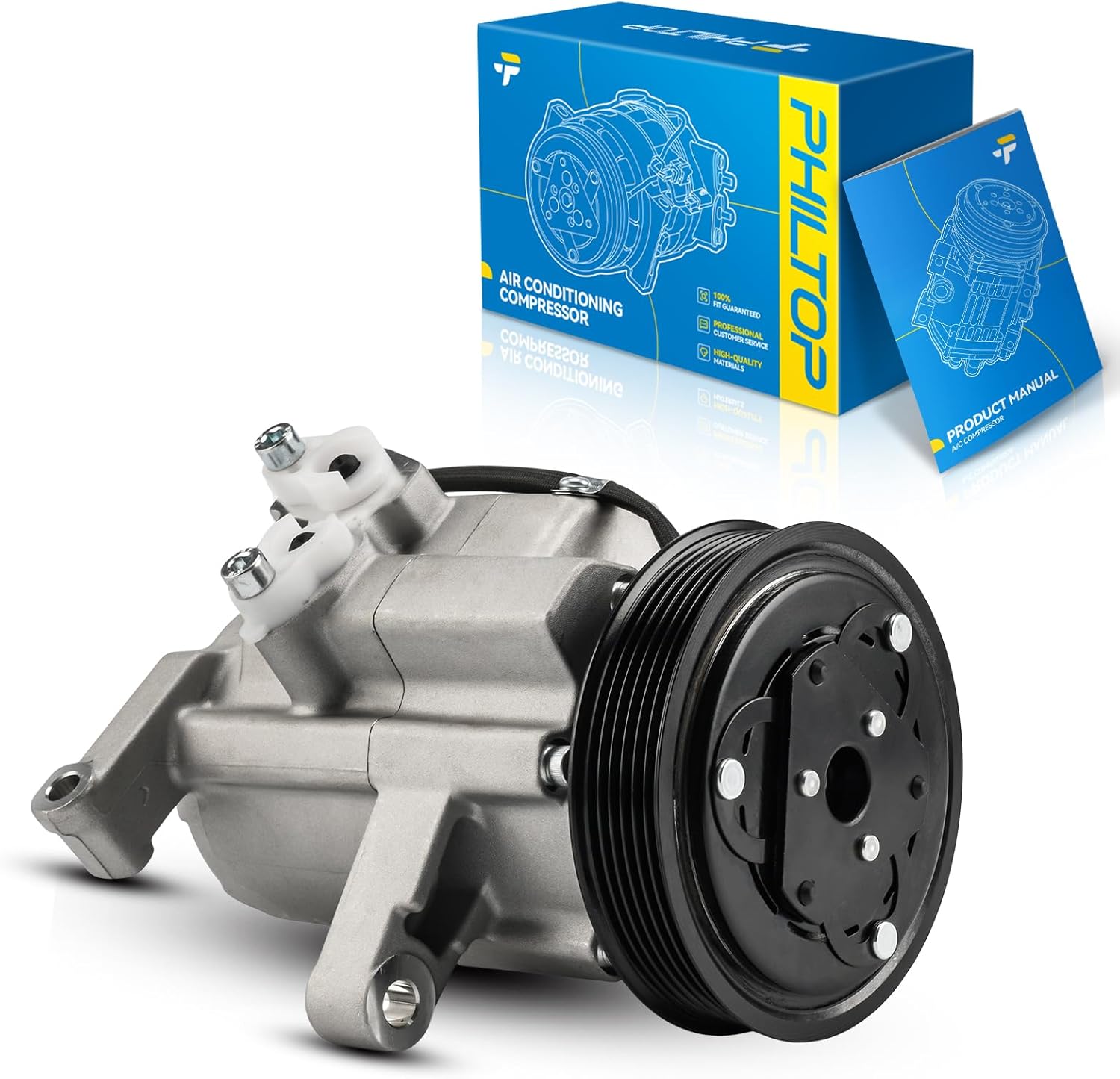 PHILTOP 78361 Air Conditioning Compressor Fit for Grand Cherokee 2005-2007 3.7L, Grand Cherokee 2005-2007 4.7L, Commander 2006-2007 3.7L, Commander 2006-2007 4.7L, AC Compressor with Clutch