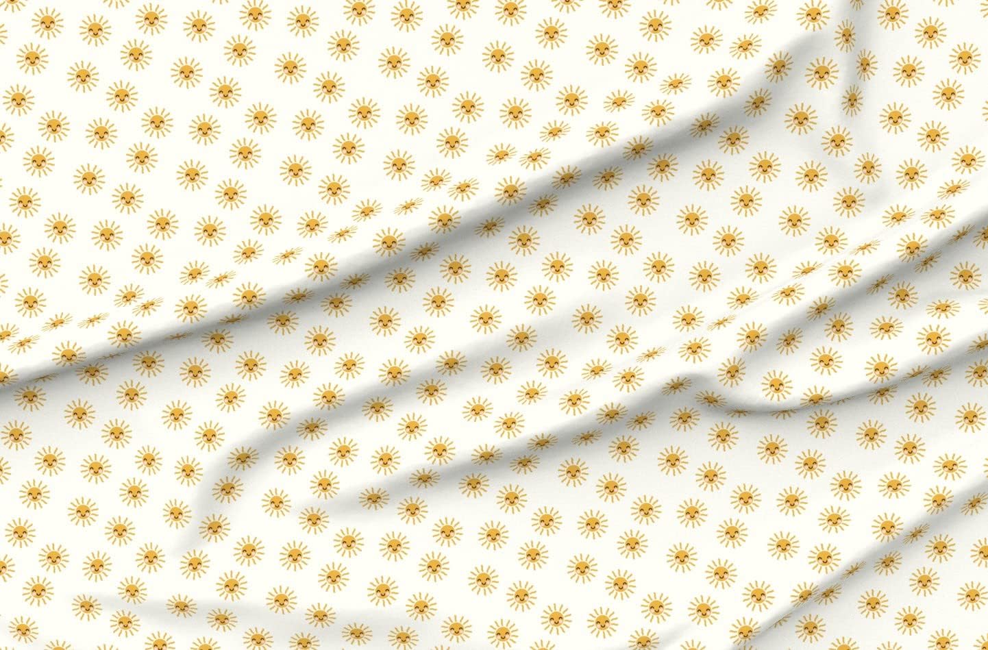 Spoonflower Fabric - Small Scale Sunshine Cute Suns Cream Kids Kawaii Happy Sun Printed on Organic Cotton Sateen Fabric by The Yard - Sewing Quilting Apparel Home Decor