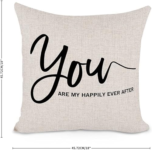 Miniatura 10 de You are My Happily Ever After Quotes - Fundas de almohada decorativas de 22 x 22 pulgadas, funda de almohada de algodón y lino, divertida funda de