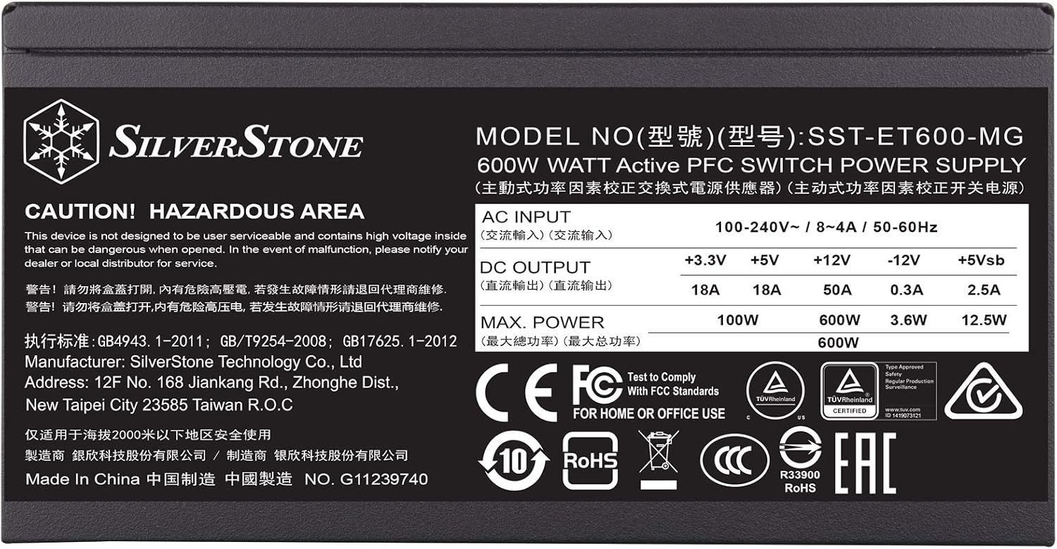 ❤ Crazy Deals SilverStone Technology ET600-MG, 80 Plus Gold 600W Modular Cable ATX Switching Power Supply, PCI-E 8pin and PCI-E 6pin connectors Support, Black, SST-ET600-MG