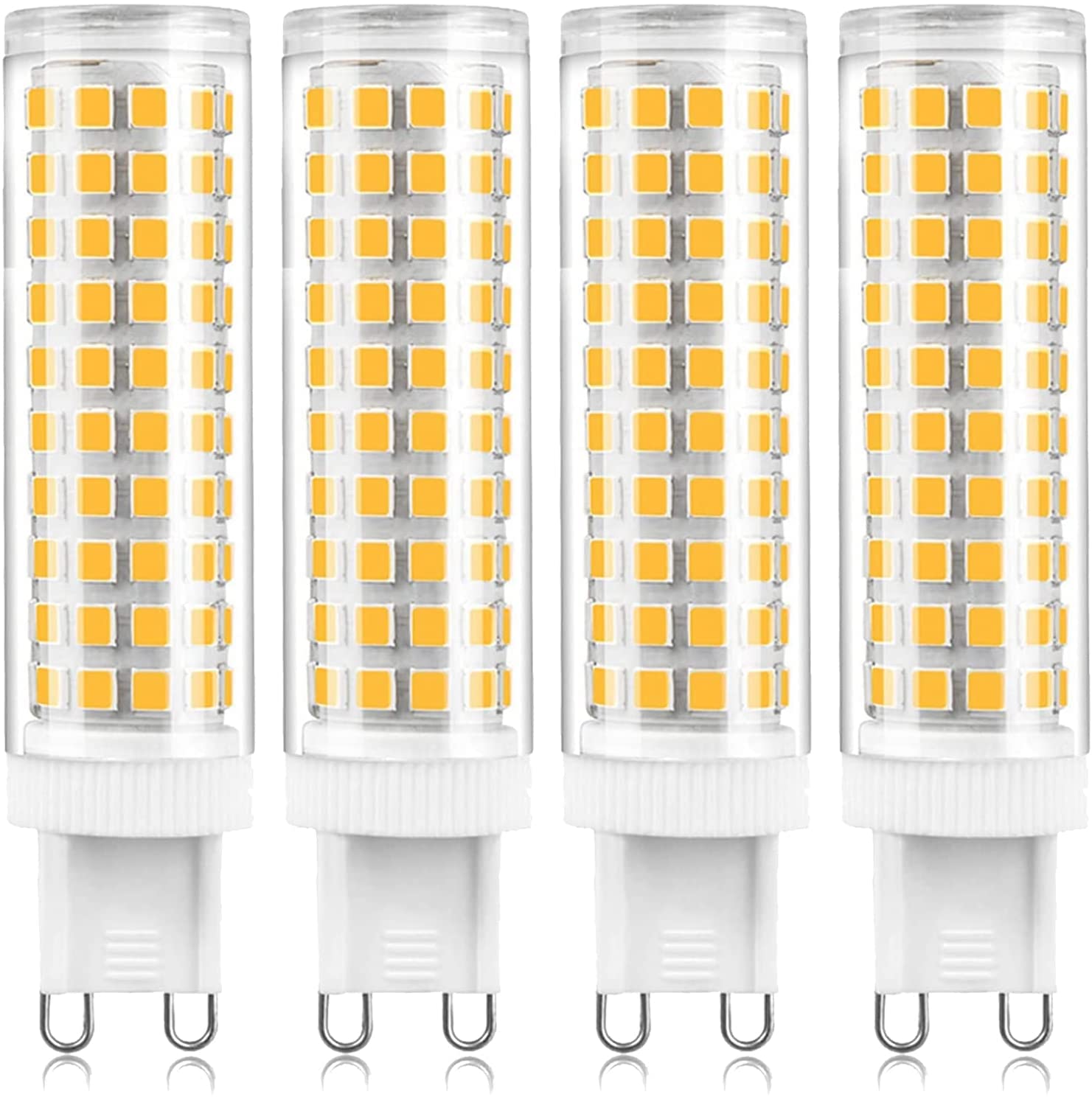 G9 LED Bulbs, 12W (100W Halogen Equivalent) Non Dimmable 1200LM 124 PCS LED lamp Beads AC 220V for Home Lighting, 360 Degree Beam, G9 Bi Pin Base,Warm White,4 Pack