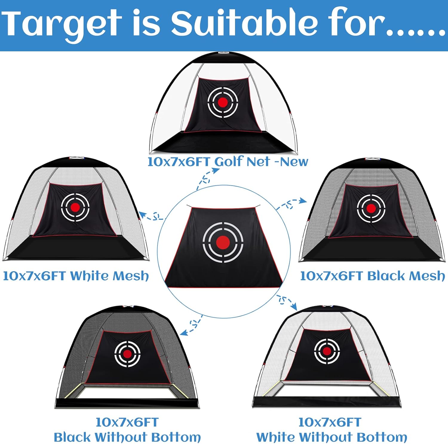 Golf Target Cloth - Heavy Duty Impact Screen for Golf Nets, Indoor/Outdoor Practice Hitting Training Aid with S-Hooks