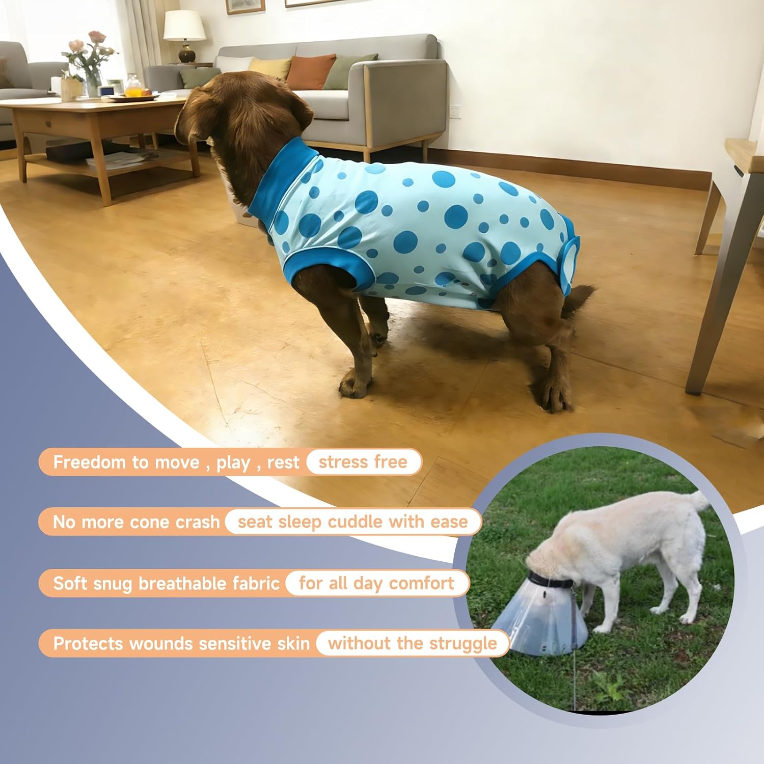 Dog Surgery Recovery Suit After Spay - Dogs Cone Alternative Onesie with Pee Hole, Breathable Anti Licking Neuter Post Surgical Dog Recovery Suit
