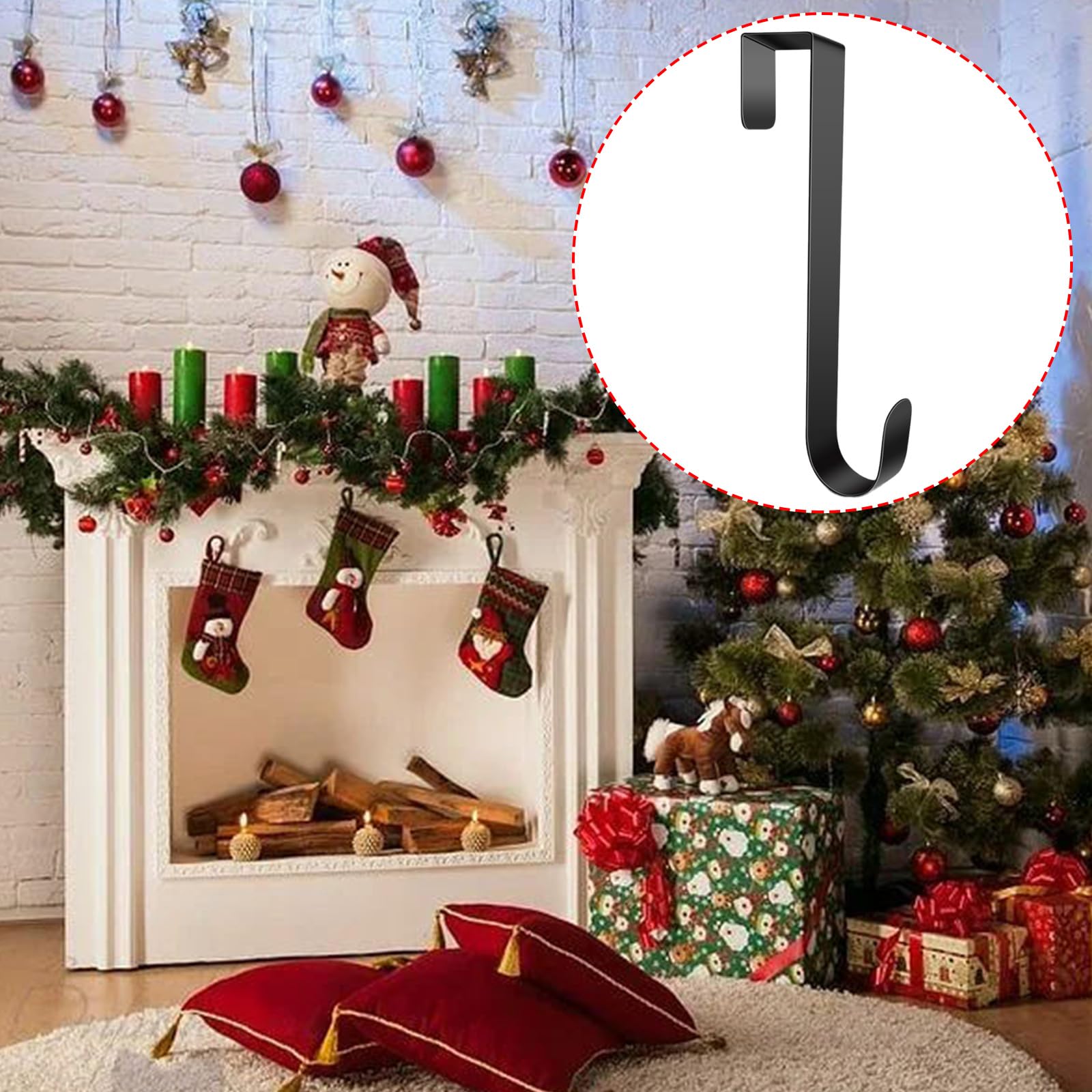 Christmas Wreath Hangers Metal Wreath Hook Over The Door Wreaths Hanger Hanging Hook,Reef Hooks for Front Door - Image 4
