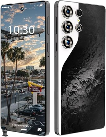Unlocked Phones C26 Ultra Smart Phone 8GB+256GB Large Storage Unlocked Cell Phone, 6800mAh Battery, Android 14, 6.9 inch/5G Dual SIM/Built-in Stylus [Works with T-Mobile, AT&T] Black