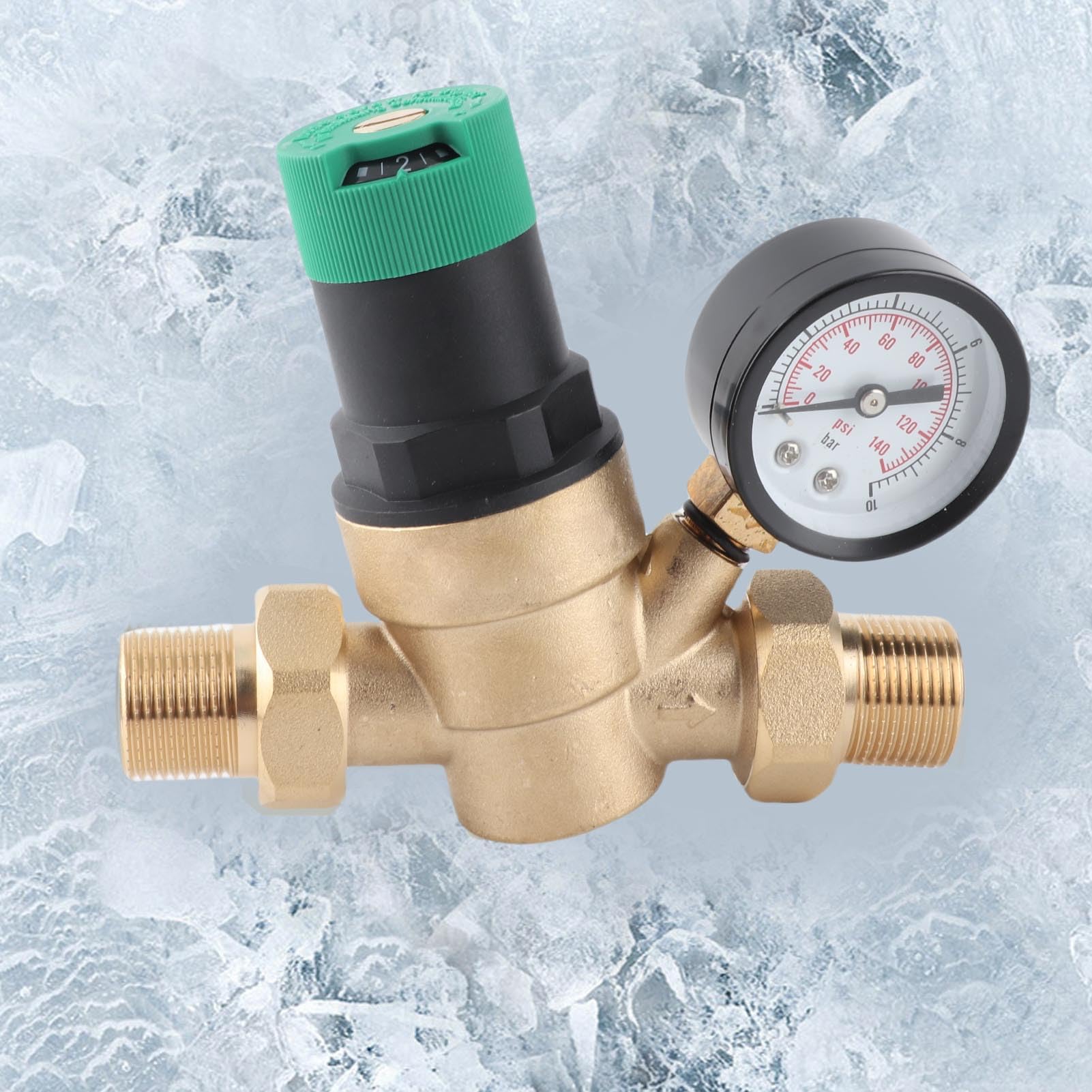 Alomejor Brass Water Pressure Regulator, Adjustable 1-6 Bar (3/4 inch | Trwała konstrukcja, dokładne pokrętło ciśnienia, łatwa instalacja, wszechstronne zastosowanie do zbiorników i kranów