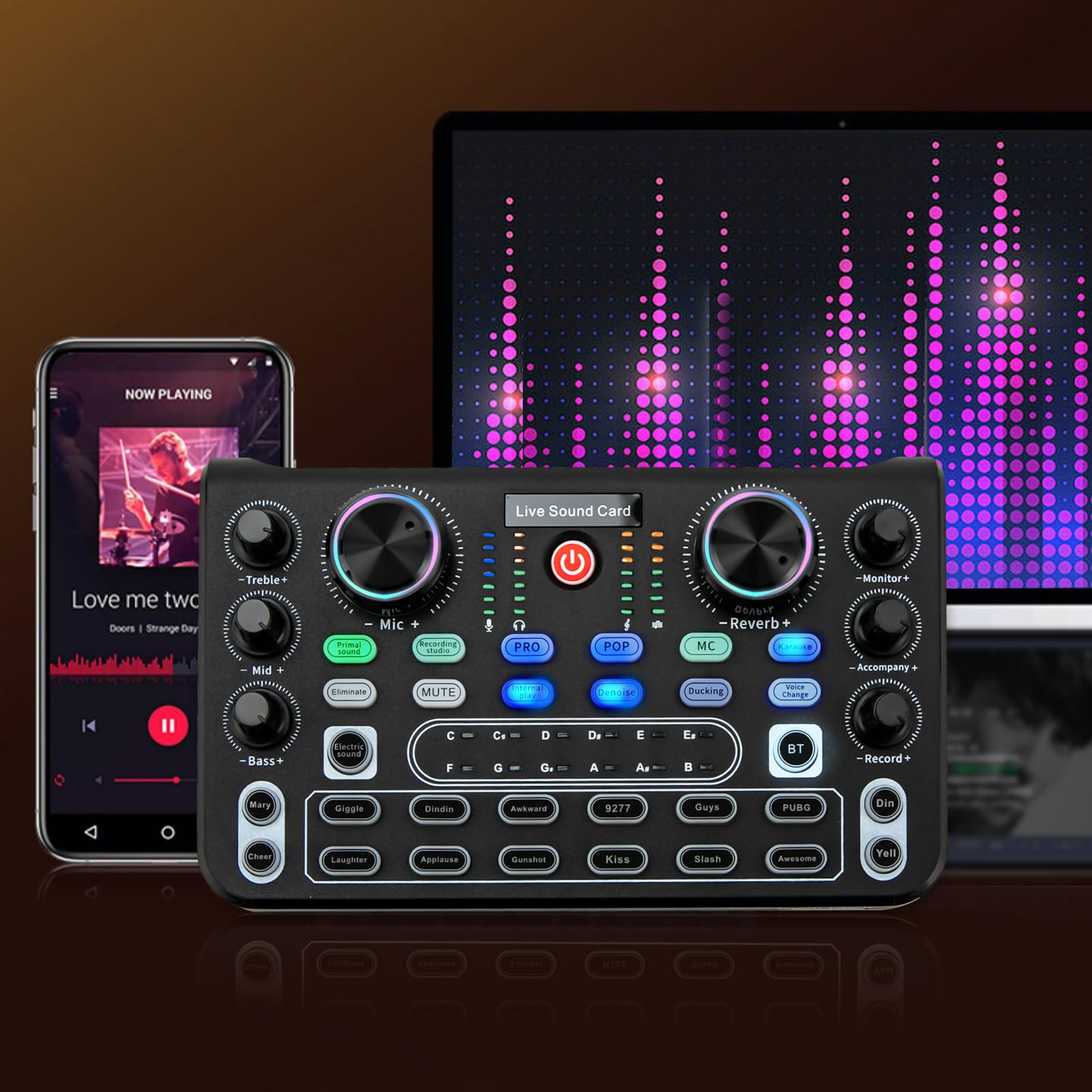 Stimmverzerrer, Sprachverzerrer, PC-Soundkarte, Live Soundkarte, externe Soundkarte für die Konsole, Live - Aufnahme und Interaktive Audiosteuerung