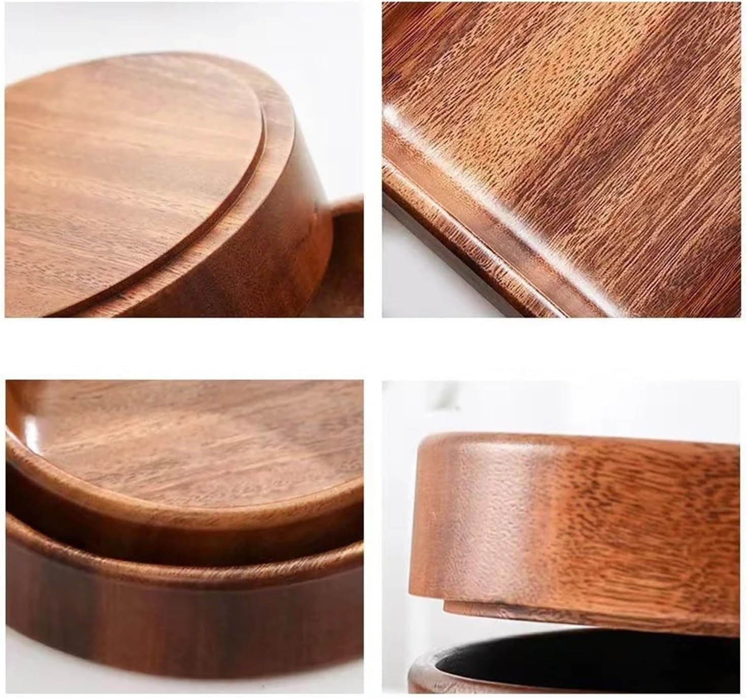 Solid Wood Bowl Walnut Boat Wooden Salad Fruit Vintage Storage Home Kitchen Utensils(20cm)