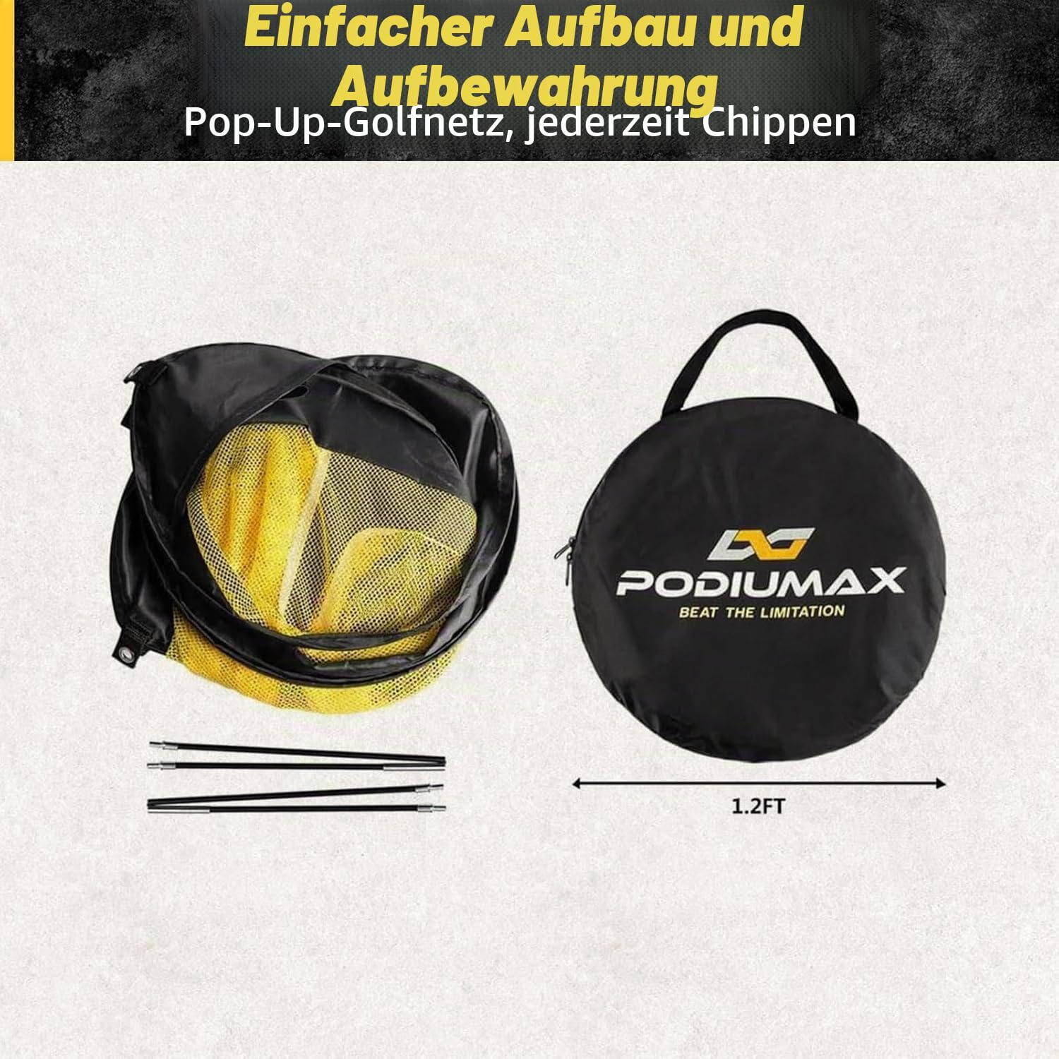 PodiuMax Golf Chip Netz, Putting-Schwung-Training, Verbessert die Genauigkeit, Geeignet für Innenräume, Innenhöfe, Rasenflächen Golfbegeisterte Männer & Frauen