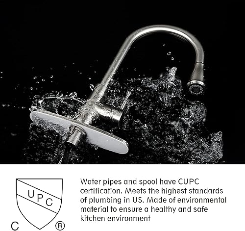 Miniatura 9 de Grifo de cocina negro con rociador extraíble de acero inoxidable negro mate grifo de fregadero de cocina giratorio de 360 grados con placa de